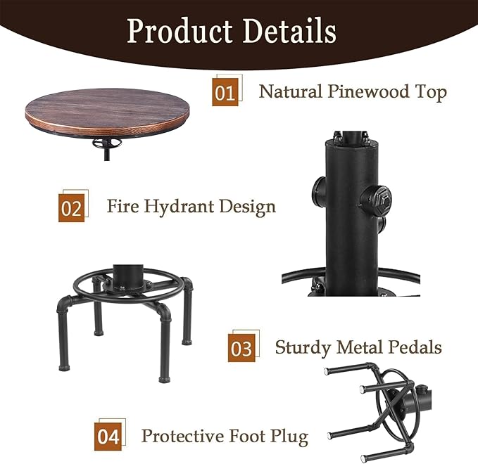 Kitchen Table Set, 3 Piece Pub Table Set, Modern Round bar Table and Stools for 2, Bistro Bar Height Table Industrial Bar Stools Height Adjustable Easy Assemble for Kitchen Dining