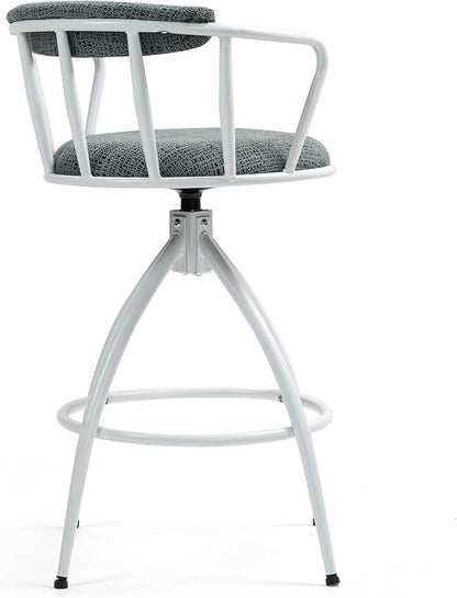 26'' Swivel Counter Height Bar Stool, Set of 2- Fabric Seat with Water Transfer Printed Metal Frame, Modern Industrial Design Bar Chairs for Kitchen Island, Dining Room,for Living Room