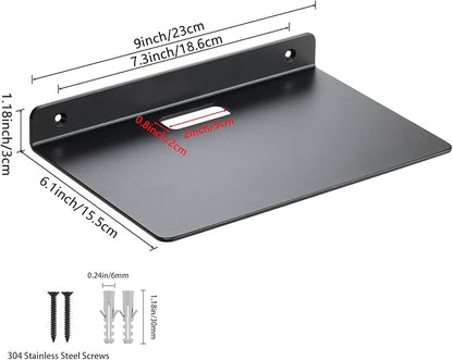 Floating Wall Shelves, 3.0mm Thick Aluminium Alloy Small Floating Shelf, Suitable for Bedroom, Living Room, Bathroom, Kitchen, Office Etc(Black, 9 Inch), 9 inch Wide Shelf
