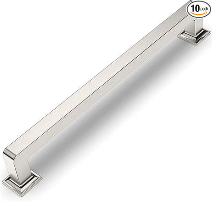 Amerdeco 10 Pack Brushed Satin Nickel Cabinet Pulls 7 Inch Hole Centers Kitchen Cabinet Handles Cabinet Hardware Kitchen Handles for Cabinets Cupboard Handles Drawer Pulls ZH0019