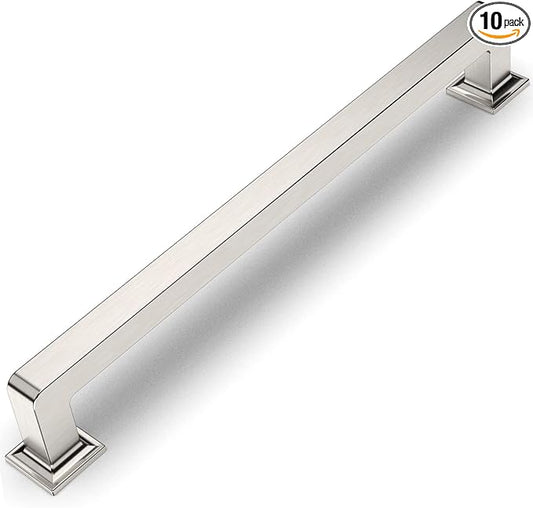Amerdeco 10 Pack Brushed Satin Nickel Cabinet Pulls 7 Inch Hole Centers Kitchen Cabinet Handles Cabinet Hardware Kitchen Handles for Cabinets Cupboard Handles Drawer Pulls ZH0019