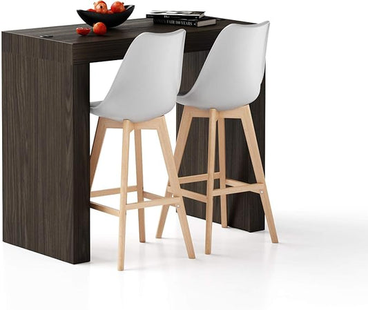 Mobili Fiver, Evolution High Table with Two Legs and Wireless Charger 47.2 x 23.6 in, Dark Walnut, Made in Italy