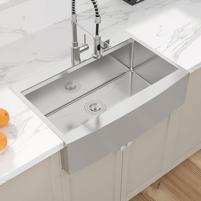 Sarlai 33 Farmhouse Kithchen Sink - 33 x 22 Inch Apron Front Ledge Drop In Workstation16 Gauge Stainless Steel Single Bowl Top-mount Farm Sinks