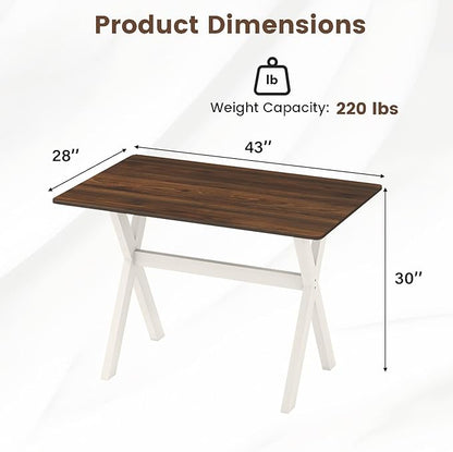 Giantex 43" Dining Table for 4, Rectangular Kitchen Table with Rubber Wood X-Shaped Frame, Space Saving Dinner Table for Living Dining Room, Dinette, Home Office, Restaurant