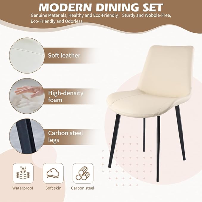 Faux Imitation Dining Table with 4 Velvet Dining Chairs Set, Marble Stripes Kitchen Island Table with Grille Design for 4-6, Luxury Island with LED Lights for Home Kitchen. (White)