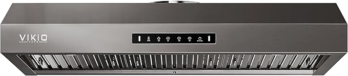 VIKIO HOME Range Hood 36 inch,Black Stainless Steel (PVD) Kitchen Exhaust Hood with 1200 CFM,1.5 Sones Quiet for Stove Vent Hood,Hood Vent with 3 Speed Gesture Sensing&Touch Control Panel