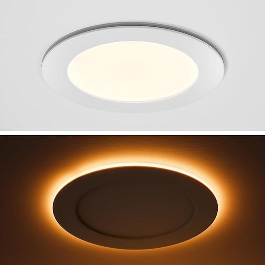 Maxxima 6 in. Slim Recessed LED Downlight with Night Light, 900 Lumens, 12 Watts, 5 CCT 2700K/3000K/3500K/4000K/5000K, 2000K Night Light, Dimmable, 90 CRI, Junction Box Included