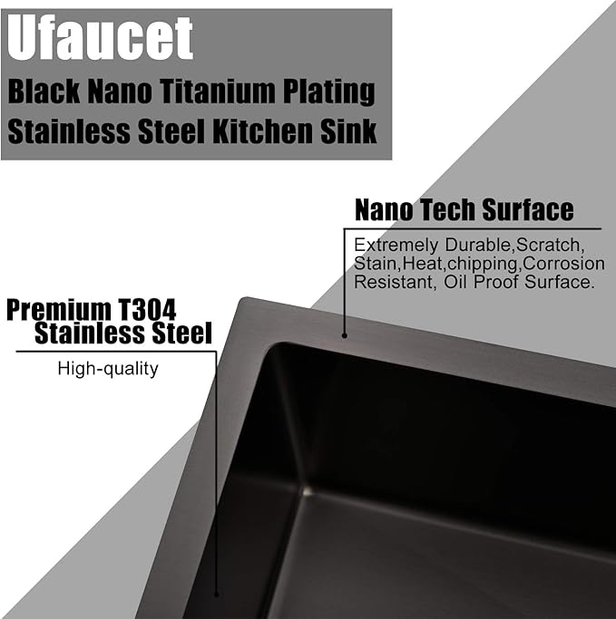 28 Inch Undermount Kitchen Sink Black, 28x18 Gunmetal Black 16 Gauge Stainless Steel Single Bowl Under Mount Commercial Kitchen Sinks 9 Inch Deep Includes Drain