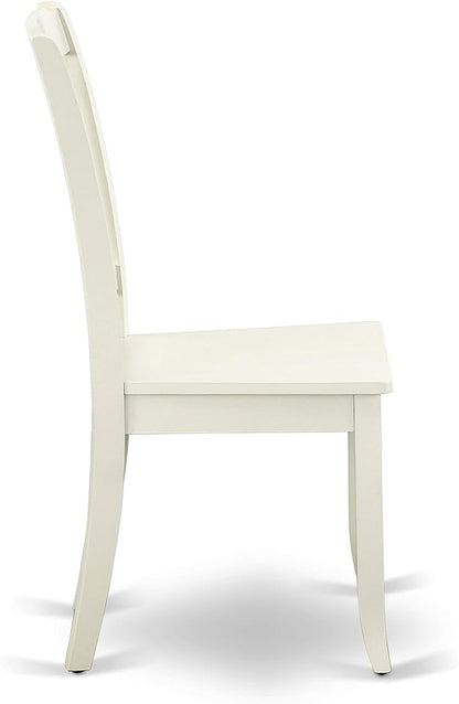 East West Furniture DAC-LWH-W Danbury Kitchen Dining Chairs - Slat Back Wooden Seat Chairs, Set of 2, Linen White