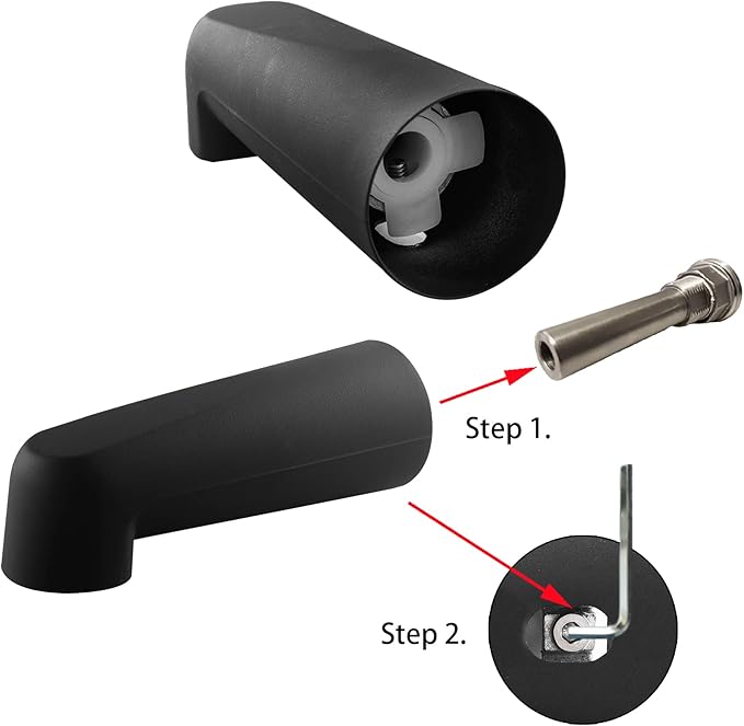 SENTO Slip On Black Universal Bathroom Tub Spout Without Diverter, Durable Heavy Duty Metal Bathtub Faucet Without Shower Diverter - 7 Inches 1/2" Copper Pipe, Matte Black