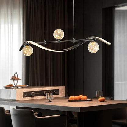 homary 40.2" Dimmable Kitchen Island Lighting, Black 4-Light Dining Room Light Fixture Over Table Linear LED Chandelier Island Lights for Kitchen