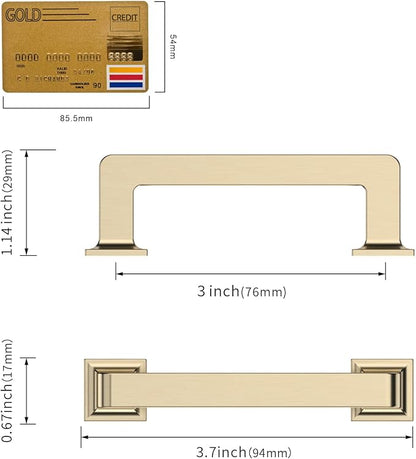 Amerdeco 10 Pack Brushed Brass Cabinet Pulls 3 Inch(76MM) Hole Centers Kitchen Cabinet Handles Cabinet Hardware Kitchen Handles for Cabinets Cupboard Handles Drawer Pulls ZH0019