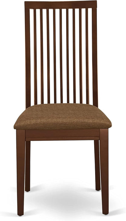 East West Furniture IPC-MAH-C Ipswich Dining Room Chairs - Linen Fabric Upholstered Solid Wood Chairs, Set of 2, Mahogany