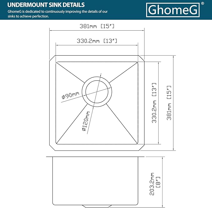 15 Undermount Kitchen Sink 15"x18"x8" Single Bowl 16 Gauge Stainless Steel Under Counter Single Bowl Kitchen Sinks Basin with Drain Strainer