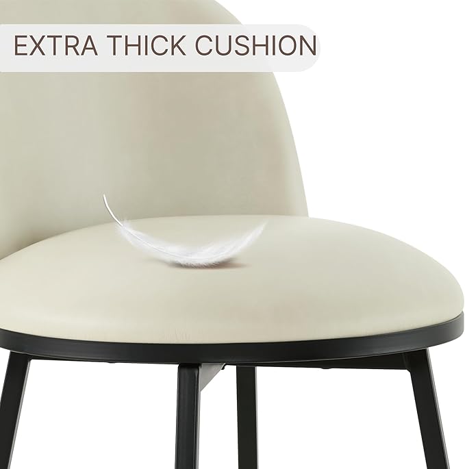 KISLOT Counter Height Swivel Bar Stools Set of 4, 26" Upholstered Faux Leather Barstools with Backs and Metal Legs for Kitchen Island,Cream