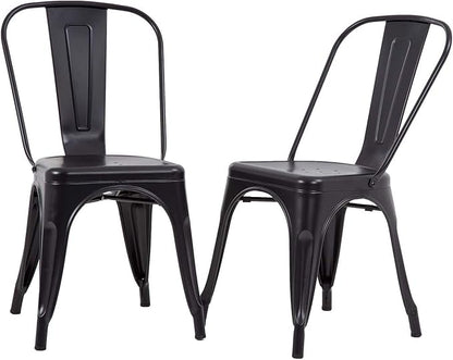 FDW Metal Dining Chairs Set of 2 Patio Chair Indoor Outdoor Chairs Kitchen Metal Chairs Restaurant Chair 18 Inch Seat Height Metal Stackable Chair 330LBS Weight Capacity Tolix Side Bar Chairs