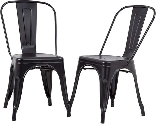 FDW Metal Dining Chairs Set of 2 Patio Chair Indoor Outdoor Chairs Kitchen Metal Chairs Restaurant Chair 18 Inch Seat Height Metal Stackable Chair 330LBS Weight Capacity Tolix Side Bar Chairs