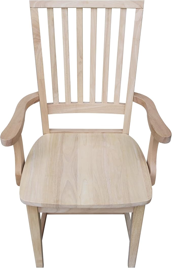 International Concepts Mission Side Chair with Arms, Solid Parawood, Unfinished