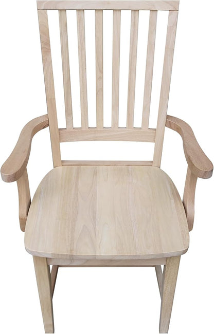 International Concepts Mission Side Chair with Arms, Solid Parawood, Unfinished