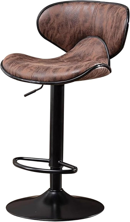 Counter Height Stools Faux Leather, Adjustable Swivel Kitchen Island Chair with Backs, Retro Chairs for Coffee Home Dinning,Brown-Sitting Height 6280cm