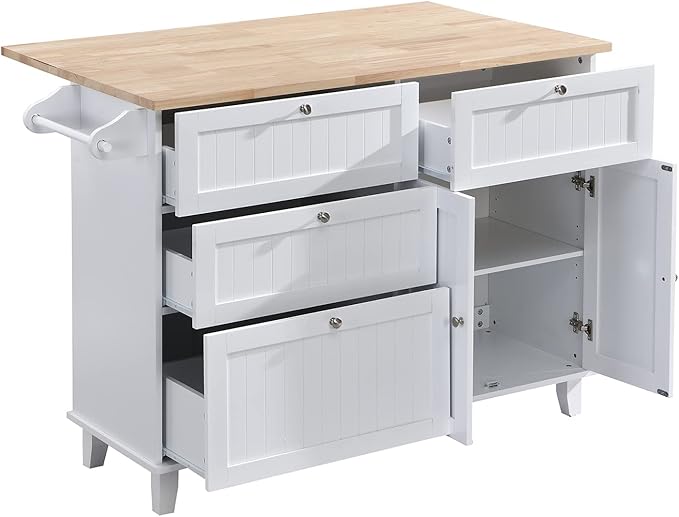Farmhouse Counter Height Dining Table Set, Wooden Kitchen Island Prep Table with Storage for Apartment Small Places, 50" Breakfast Nook Table Set with 2 Stools, White