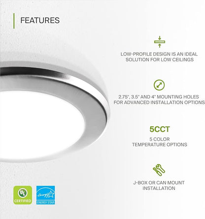 ASD 6 Pack LED Disk Lights 6 Inch, 15W 5CCT 2700K-5000K 1245LM CRI90+, Dimmable Flush Mount Ceiling Light Fixture, Low Profile Surface Mount Disc, Junction Box or Recessed Can Install, UL Energy Star