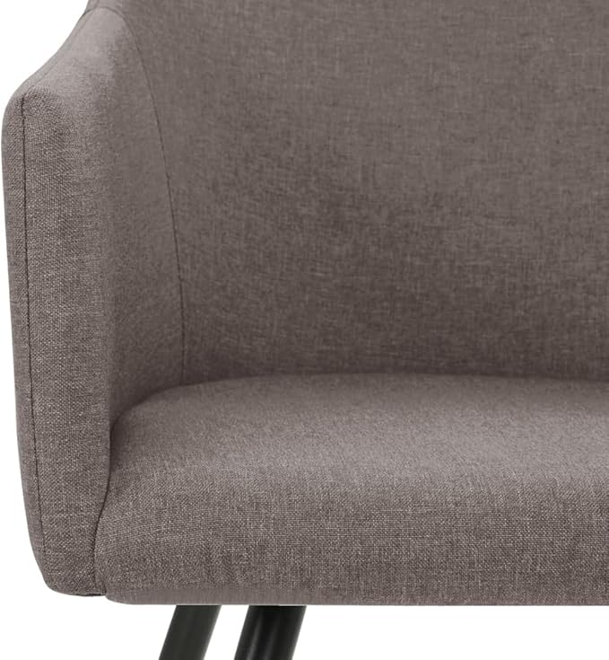 4-Piece Taupe Fabric Dining Chairs Set with Armrests, Modern Farmhouse Kitchen Chairs Metal Frame Furniture for Dining Room, Ergonomic Design Comfortable Seating (Assembly Required)