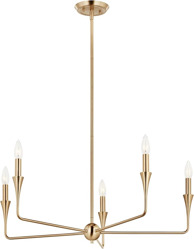 Kichler Alvaro 5-Light Chandelier, Soft Modern Light in Champagne Bronze, for Dining Room, Office or Bedroom (19.25" x 30.25"), 52689CPZ