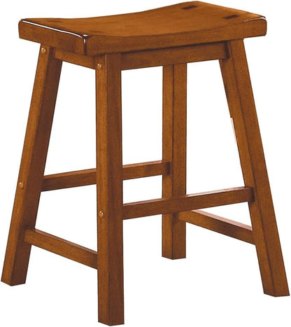 Living Room Chairs Comfy, Farmhouse Modern Solid Wood Counter Height Stools Set of 2, Saddle Seat Wooden Chairs for Kitchen Island, Dining Room, Comedor Sillas，Bedroom Furniture,Oak