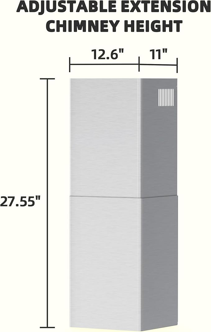 Range Hood Extension Chimney FGS-TG26S-ZST, Stainless Steel Wall Mount Chimney Extension for FIREGAS Glass Wall Mount Range Hood FGS-USG26G75CC
