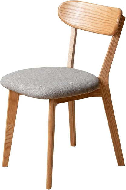 Wood Side Dining Chair Single, 400 lbs Heavy Duty, Solid Red Oak Curved Back with Padded Seat, Wooden Armless Chair for Home Office, Kitchen & Small Space