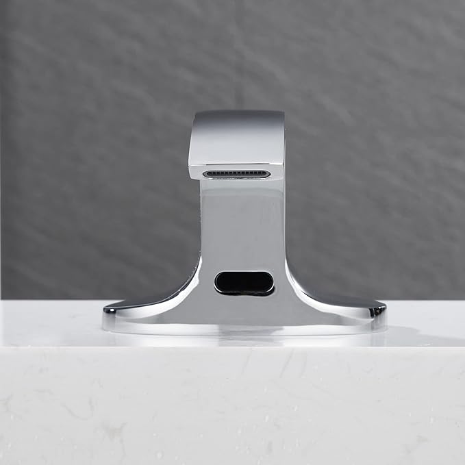 Touchless Bathroom Sink Faucet, Automatic Sensor Faucet Deck Mounted 6 Inch Centerset Basin Water Mixer with Pop up Drain (Chrome)