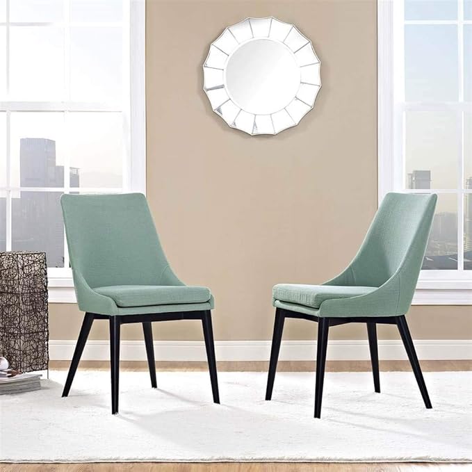 Modway Viscount Mid-Century Modern Upholstered Fabric Two Kitchen and Dining Room Chairs in Laguna