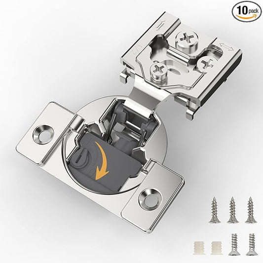 [Closing Speed Control] 10 Pack 1/2 Inch Overlay Soft Close Hinges for Face Frame Cabinet, 4D Adjustment, Stainless Steel Kitchen Cabinet Hardware, 105° Open Concealed Self Closing Hinge