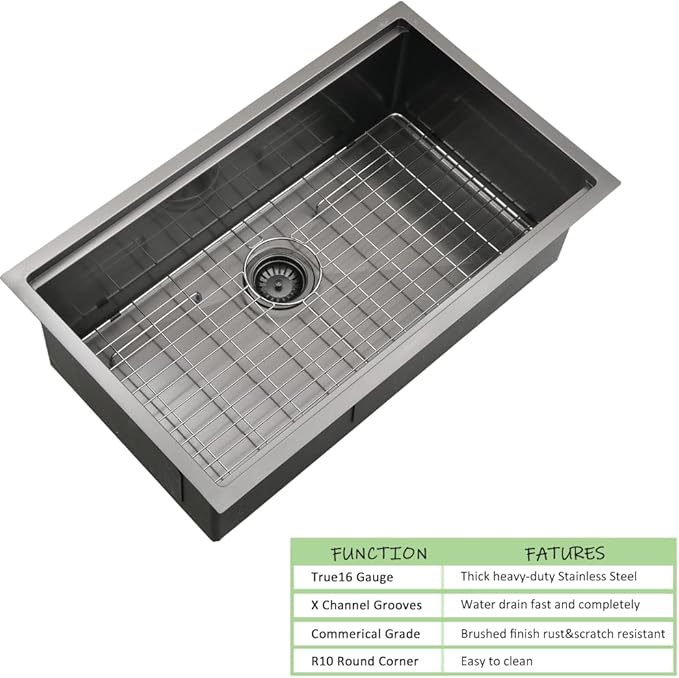 30 Inch Black Undermount Kitchen Sink Workstation-Wesliv 30x19 Undermount Kitchen Sink 16 Gauge Ledge Workstation Sink Single Bowl Deep Kitchen Sink with Cutting Board