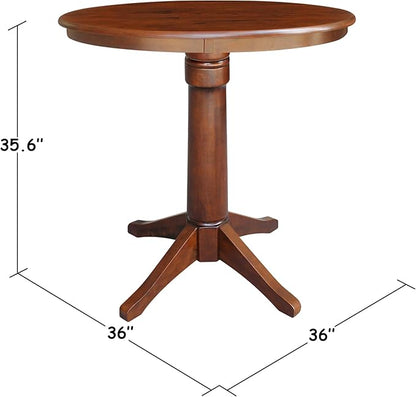 International Concepts 36" Round Top Pedestal Table-34.9" H Dining Table, Espresso