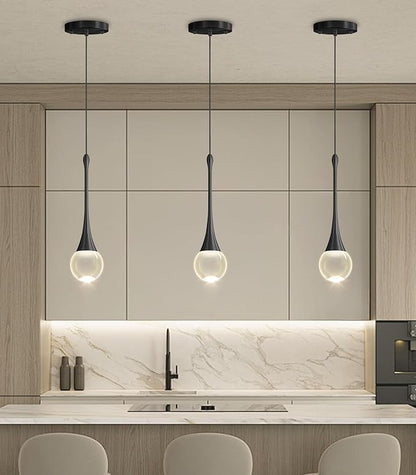 Modern Pendant Light LED Crystal Chandelier for Kitchen Island Dimmable Crystal Pendant Lighting for Dining Room Bedroom Black