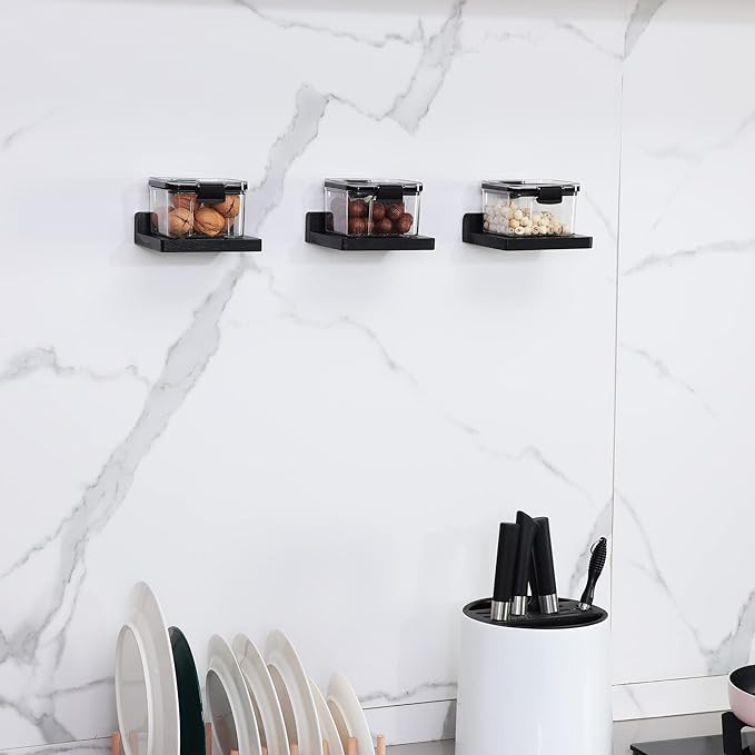 Small Floating Shelf, Set of 3 Black Shelf for Wall Decor Storage Wall Mounted Small Shelf for Bedroom Living Room Bathroom Kitchen -5x5 Inch