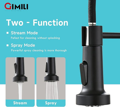 GIMILI Touchless Kitchen Faucet with AC Adapter, Smart Motion Sensor Activated Hands-Free Single Handle Faucet for Kitchen Sink with AC Adapter, Matte Black&Brushed Nickel