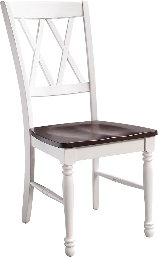 Crosley Furniture Shelby Traditional Wood X-Back Dining Room Chairs Set of 4, Kitchen Chair, Distressed White