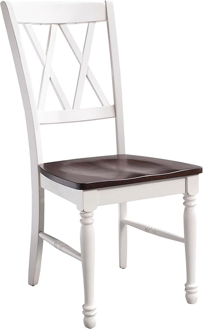 Crosley Furniture Shelby Traditional Wood X-Back Dining Room Chairs Set of 4, Kitchen Chair, Distressed White