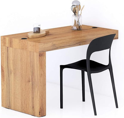 Mobili Fiver, Evolution Dining Table 47.2 x 23.6 in, with Wireless Charger, Rustic Oak with One Leg, Made in Italy