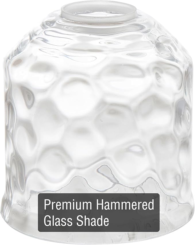 Kira Home 5" Set of 2 Petit Clear Hammered Glass Bell Shades, Small Water Glass Replacement Shades, 5.25" x 4.75", 1-5/8" Fitter Opening for Threaded Medium Base Socket