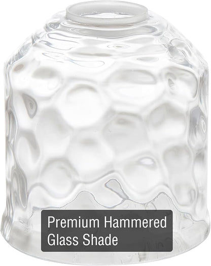 Kira Home 5" Set of 2 Petit Clear Hammered Glass Bell Shades, Small Water Glass Replacement Shades, 5.25" x 4.75", 1-5/8" Fitter Opening for Threaded Medium Base Socket