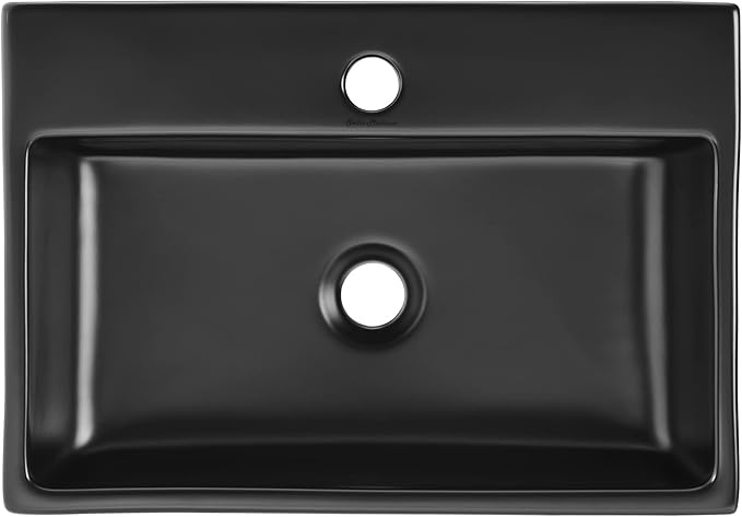 Claire 20 Rectangle Ceramic Vessel Sink, Matte Black