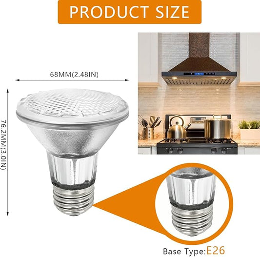 BOGAO Par20 Bulbs, 2 Pcs 120V 50W Par20 Light Bulbs, E26 Medium Base Long Lasting Life High Output Reflector Flood Lights Replacement Range Hood Light - Warm Light