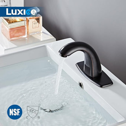 Touchless Bathroom Sink Faucet Oil Rubbed Bronze - Automatic Motion Sensor Battery Opertated for Commercial Lavatory Bathroom