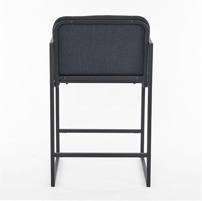 Bar Stools Counter Height Set of 2, Upholstered with Armrests - Dark Gray Kitchen Island Chairs, Metal Frame Dining Stools for Home Bar, Restaurant, Pub