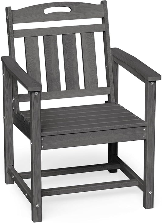 Ciokea Outdoor Patio Dining Chair, HDPE Oversized Porch Chairs with Wide Seat, All-Weather Durable Heavy-Duty Outdoor Furniture for Backyard, Poolside, Lawn & Garden, Grey