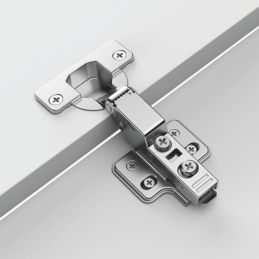 Kimdot 4-Pack Frameless Half Overlay Soft Close Cabinet Hinges, Clip-On Self-Closing European Hinges, Cabinet Door Hinges with Screws, Concealed Kitchen Cabinet Hinges for Modern funiture